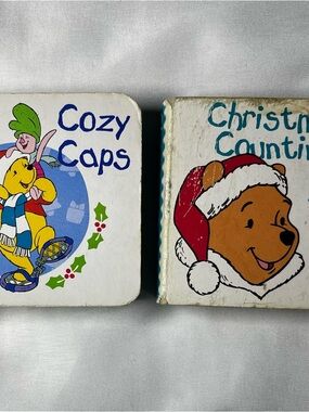 Vintage Winnie The Pooh Christmas Board Books Cozy Caps Counting Disney